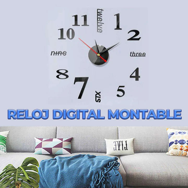 Reloj de Pared Grande 3D Color Negro 100% funcional | BeautyHome®