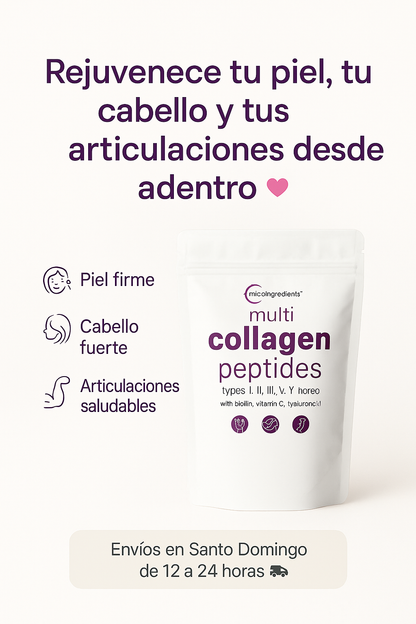 Multi Colágeno Péptidos-piel más joven, cabello fuerte y articulaciones sin dolor