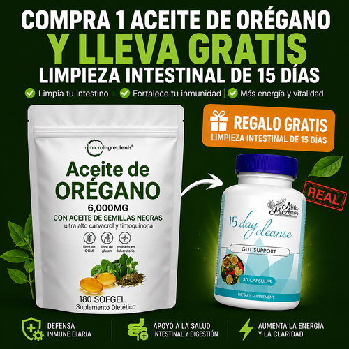Aceite de Orégano + Semilla Negra-2 en 1 para tu inmunidad y digestión