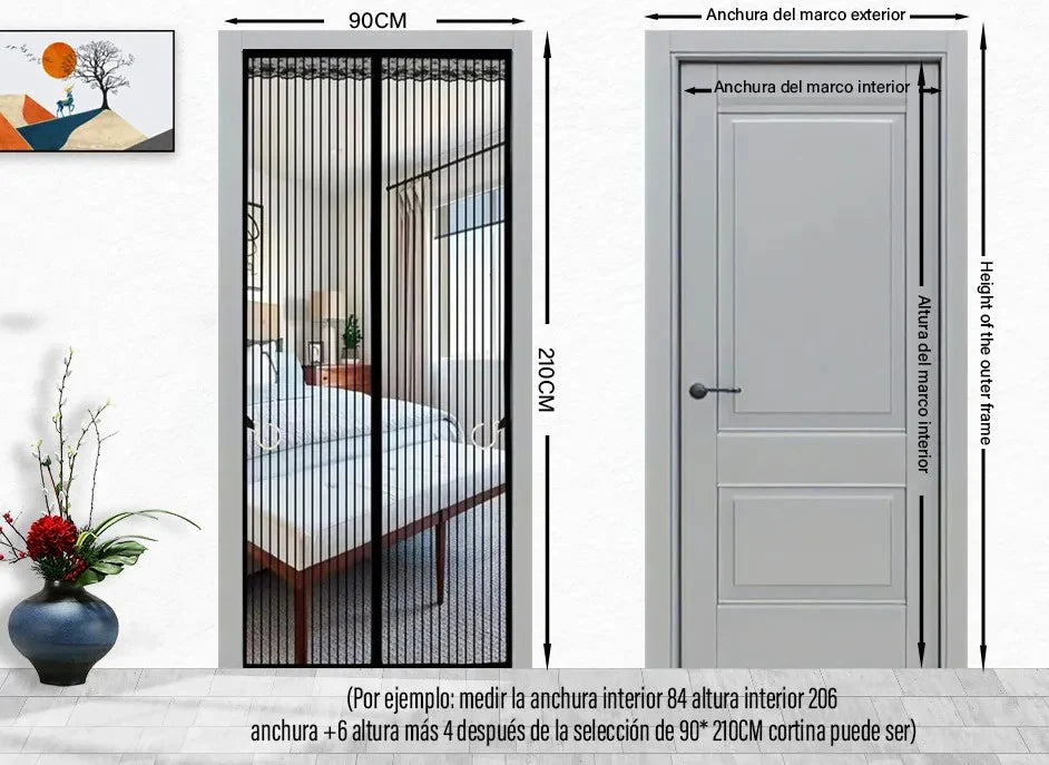 Cortina de puerta mosquitera magnética-promo 2x1