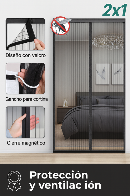 Cortina de puerta mosquitera magnética-promo 2x1