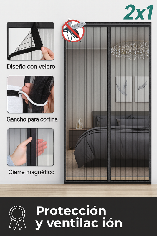 Cortina de puerta mosquitera magnética-promo 2x1