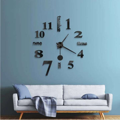 Reloj de Pared Grande 3D Color Negro 100% funcional | BeautyHome®