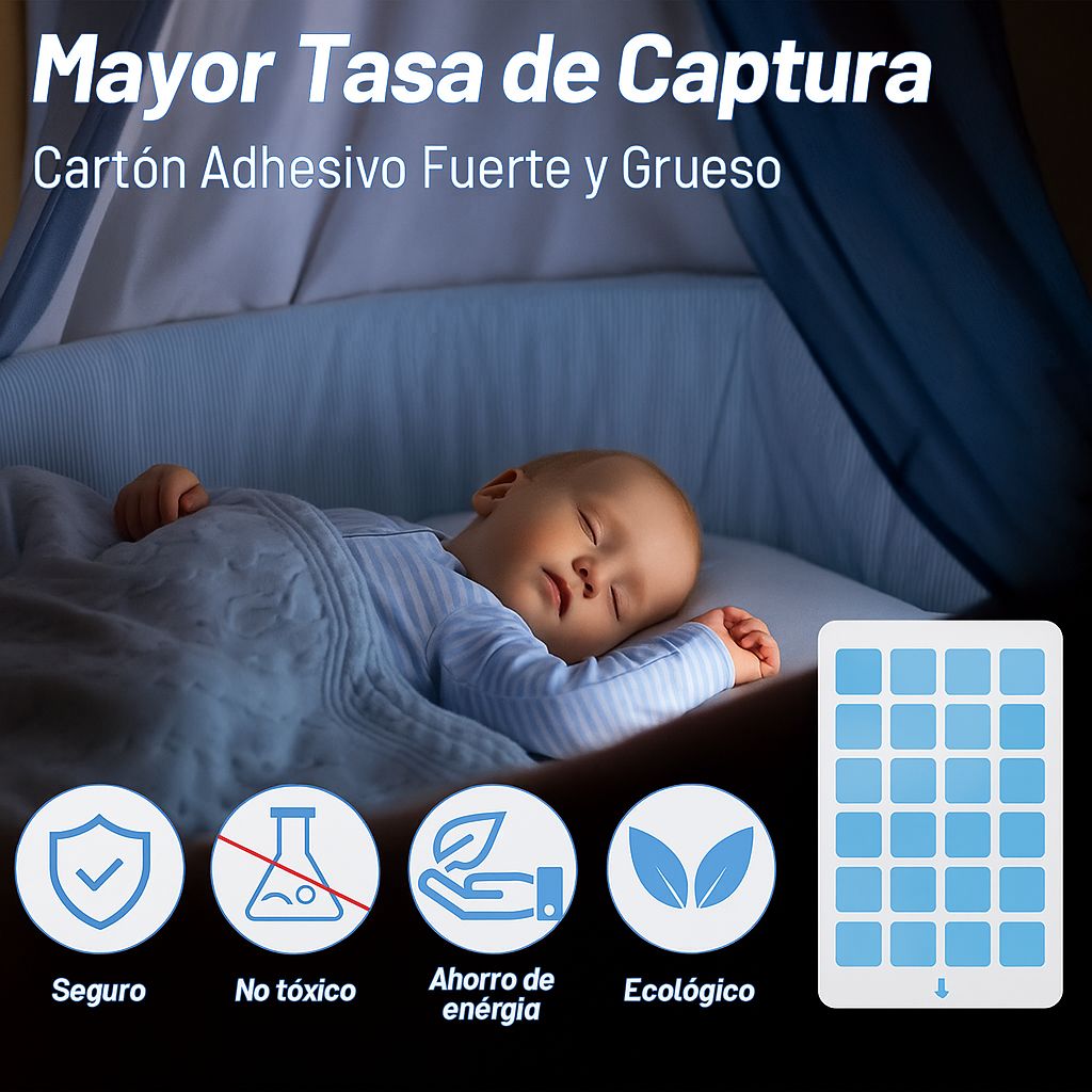 🦟 CazaMosquitos LED  para Insectos Voladores (Incluye 5 Tarjetas Adhesivas)